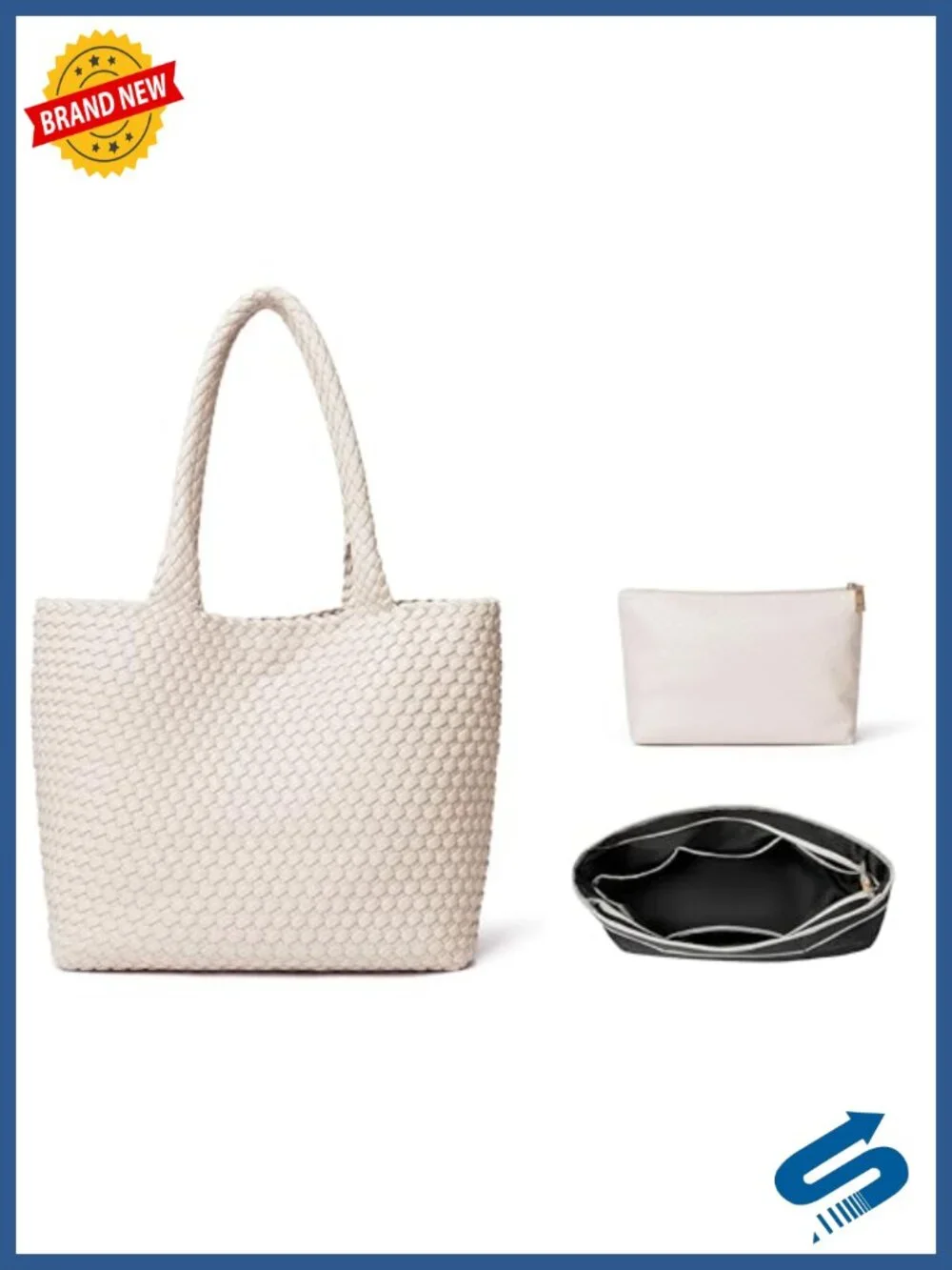 Woven Vegan Leather Tote, Large Capacity Hobo Purse, Shoulder Bag with